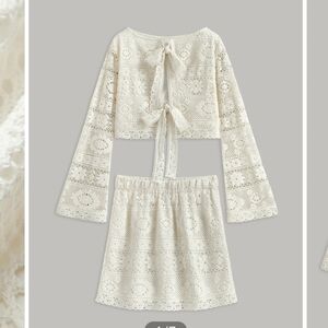 NWT: Crochet Tie-front And Mini Skirt